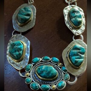 SILPADA- Turquoise , Sterling Silver &brass accent. Statement bracelet B3325